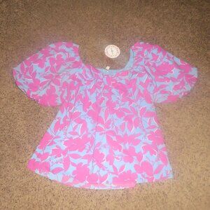 NWT Umgee Blouse Pink Blue M